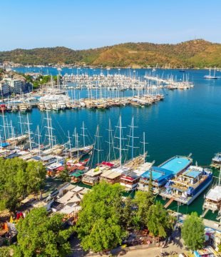 Aerial,View,Of,Fethiye,Marina,In,Turkey.,Fethiye,Is,A